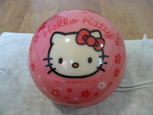 Her latest lust is for the Hello Kitty bowling ball: