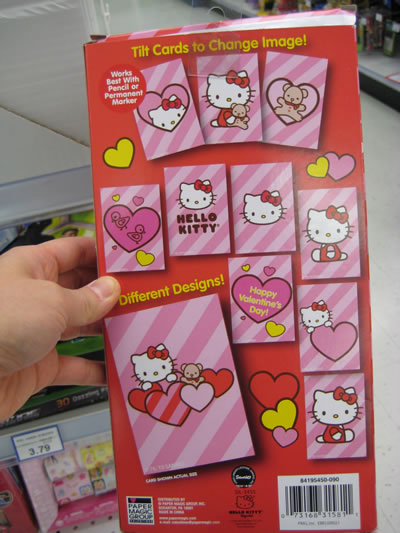 hello kitty valentines day cards - back. In case you're thinking of rushing 